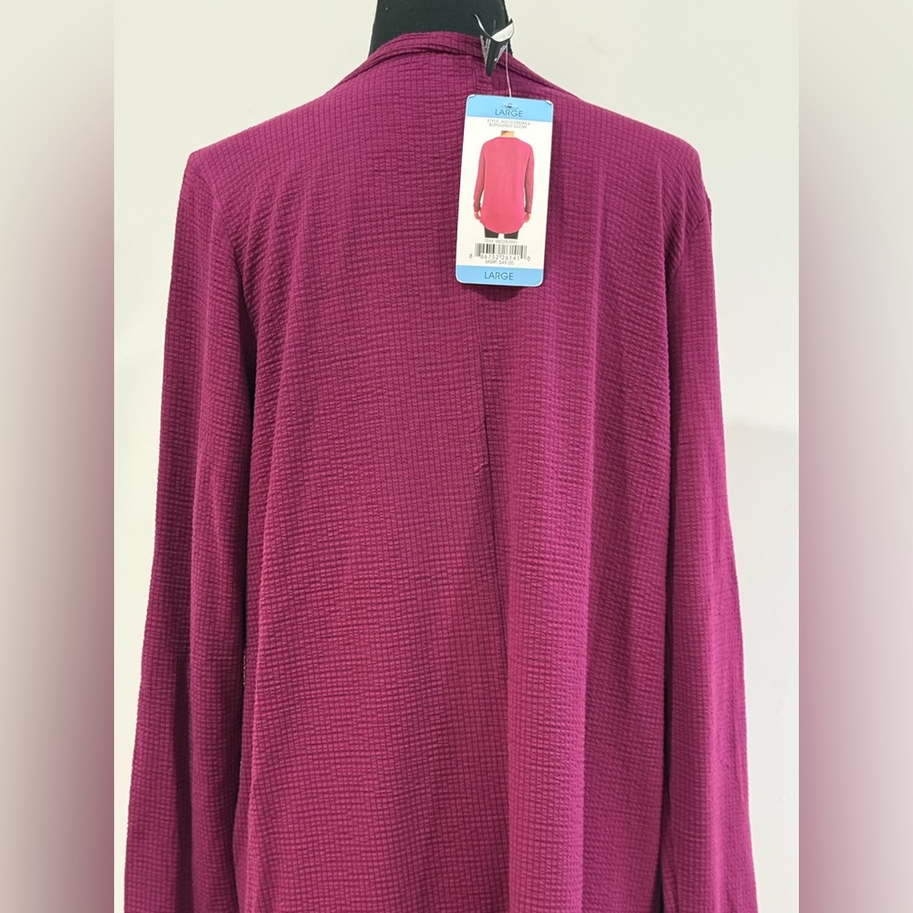 New Adrianna Papell L V-Neck Long Sleeve Sweater in Purple 019 - Picture 4 of 8